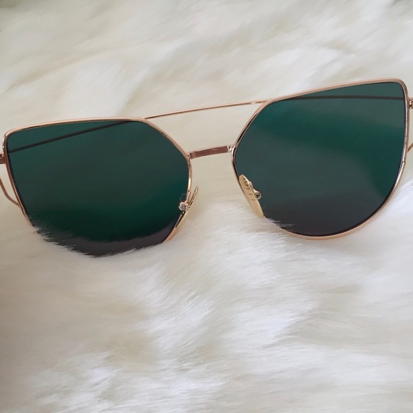 Rose Gold Cat Eye Trendy Sunglasses - Picture 3 of 7