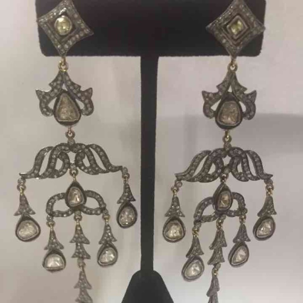 12K Diamond SI1-I1 7.7ctw Long Fashion Dangling Er