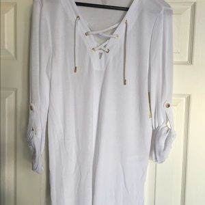 NEW , MIchael KORS,  waffle knit lace up top