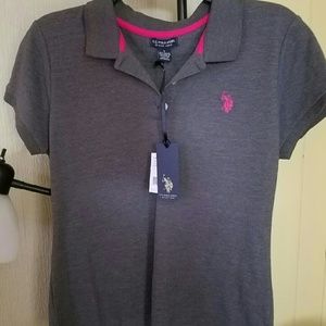 U.S. Polo grey and pink shirt