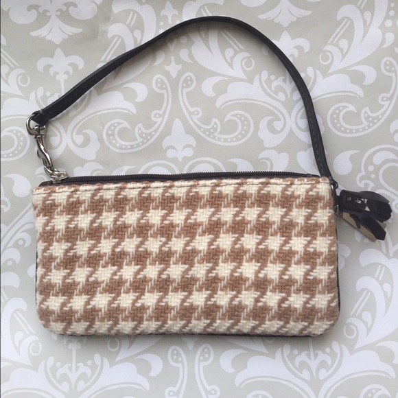 Coach Houndstooth Wool and Suede Wristlet/Clutch - Picture 3 of 5
