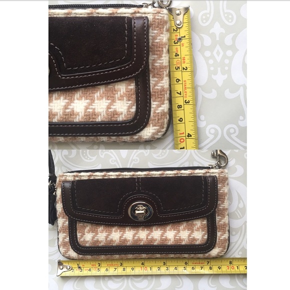 Coach Houndstooth Wool and Suede Wristlet/Clutch - Picture 5 of 5