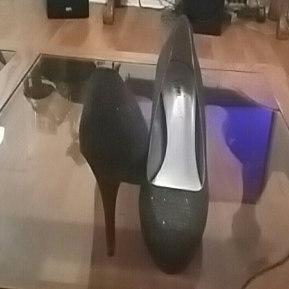 Black sparkly heels