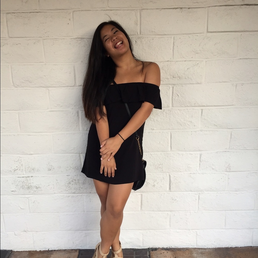 Off the shoulder black dress from LA Hearts!