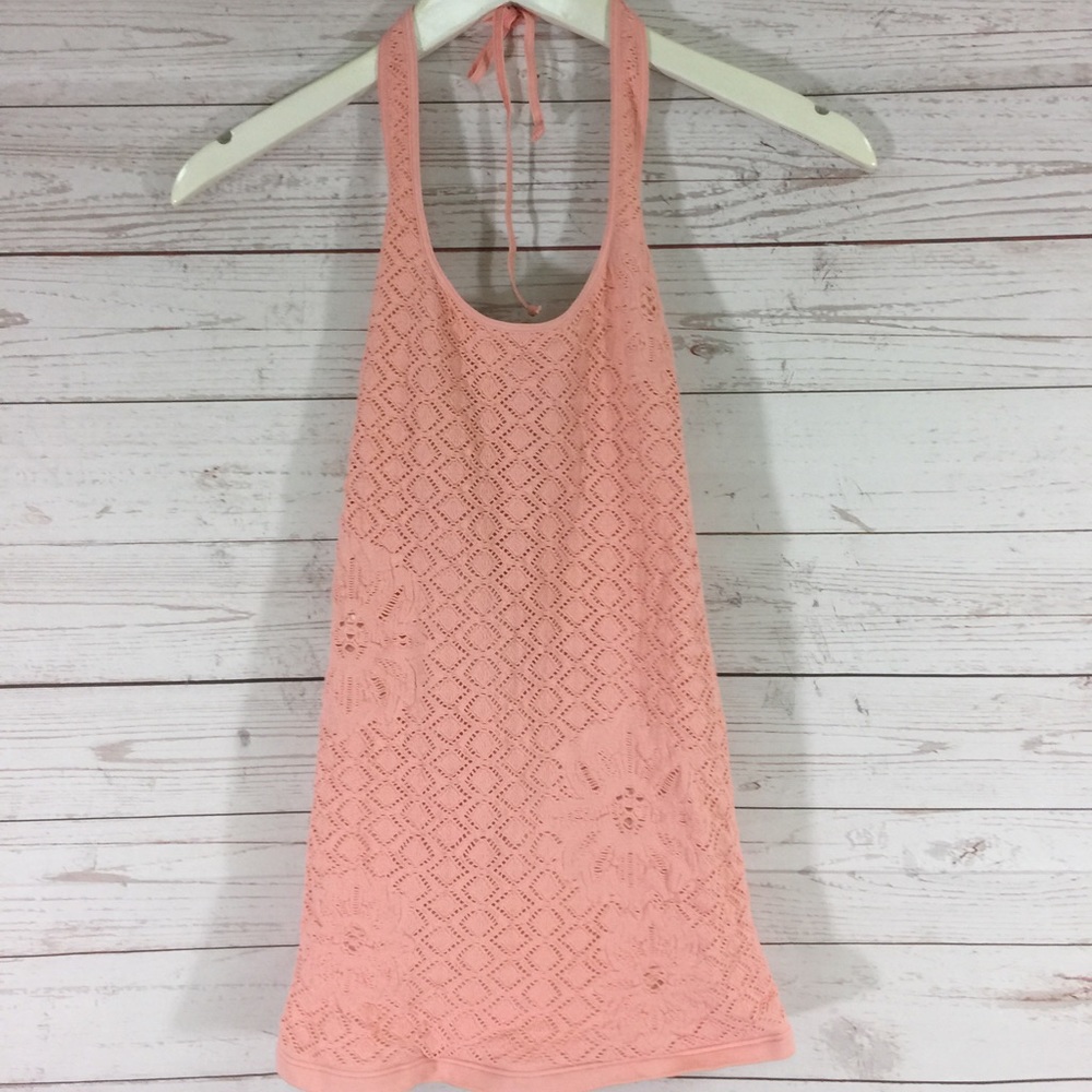 New Free People Woman's Peach Textured Halter Top