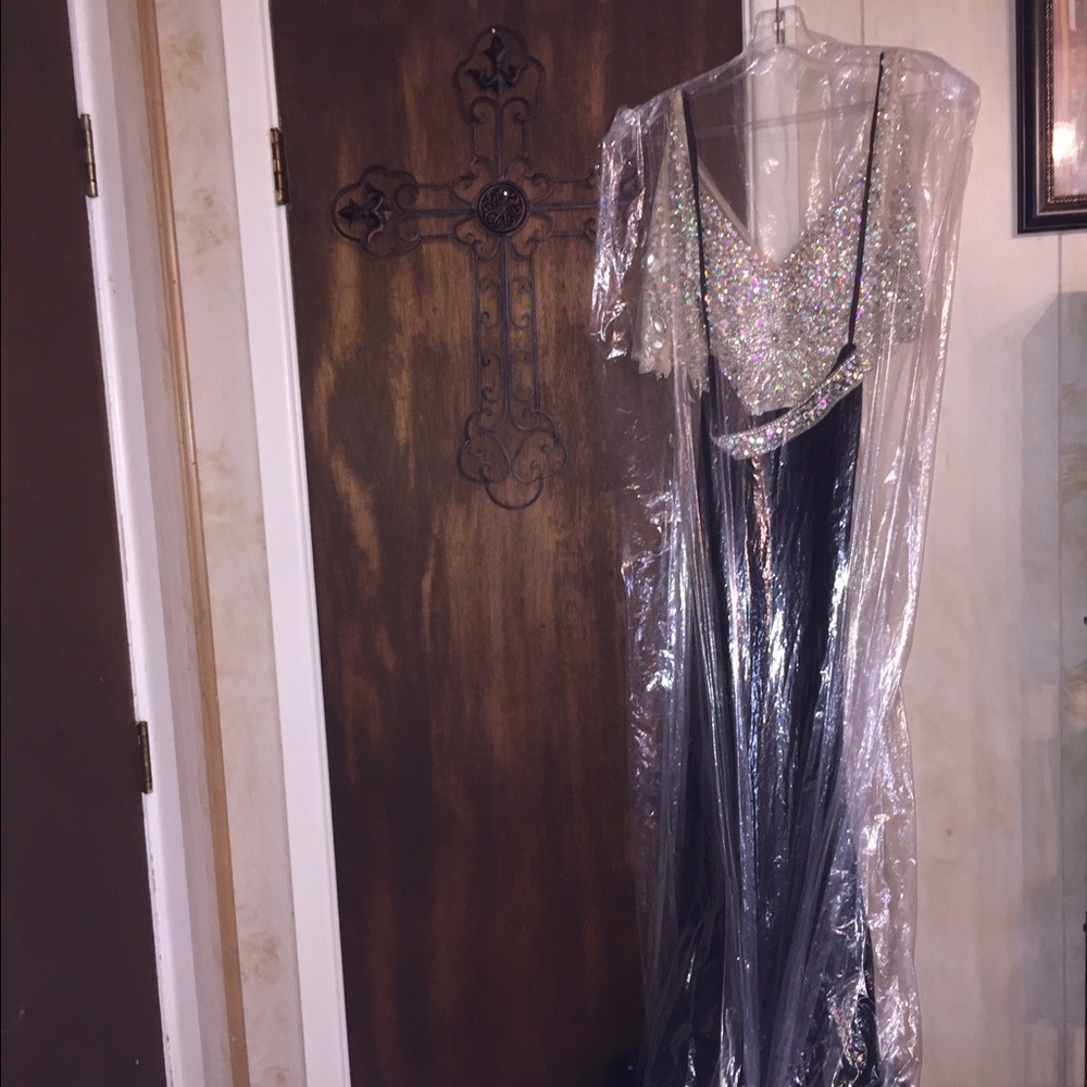 Two piece diamond sequin mermaid prom dress - Picture 1 of 5