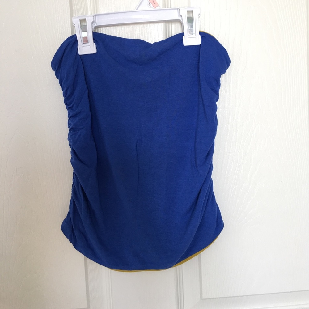 Reversible Tube top in blue and lemon lime color