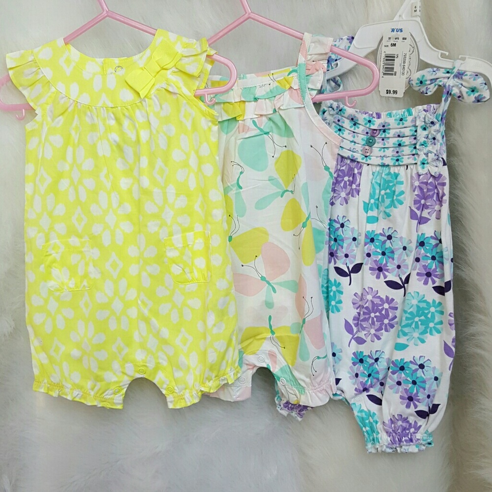 3 Pairs Baby Girl One Piece Outfits
