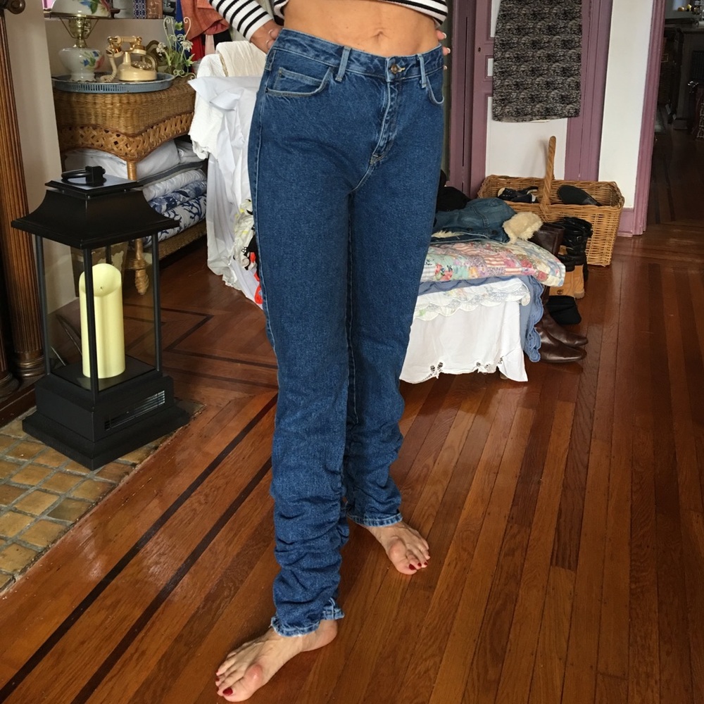 Zara High Waist Puddled Ankle Jeans