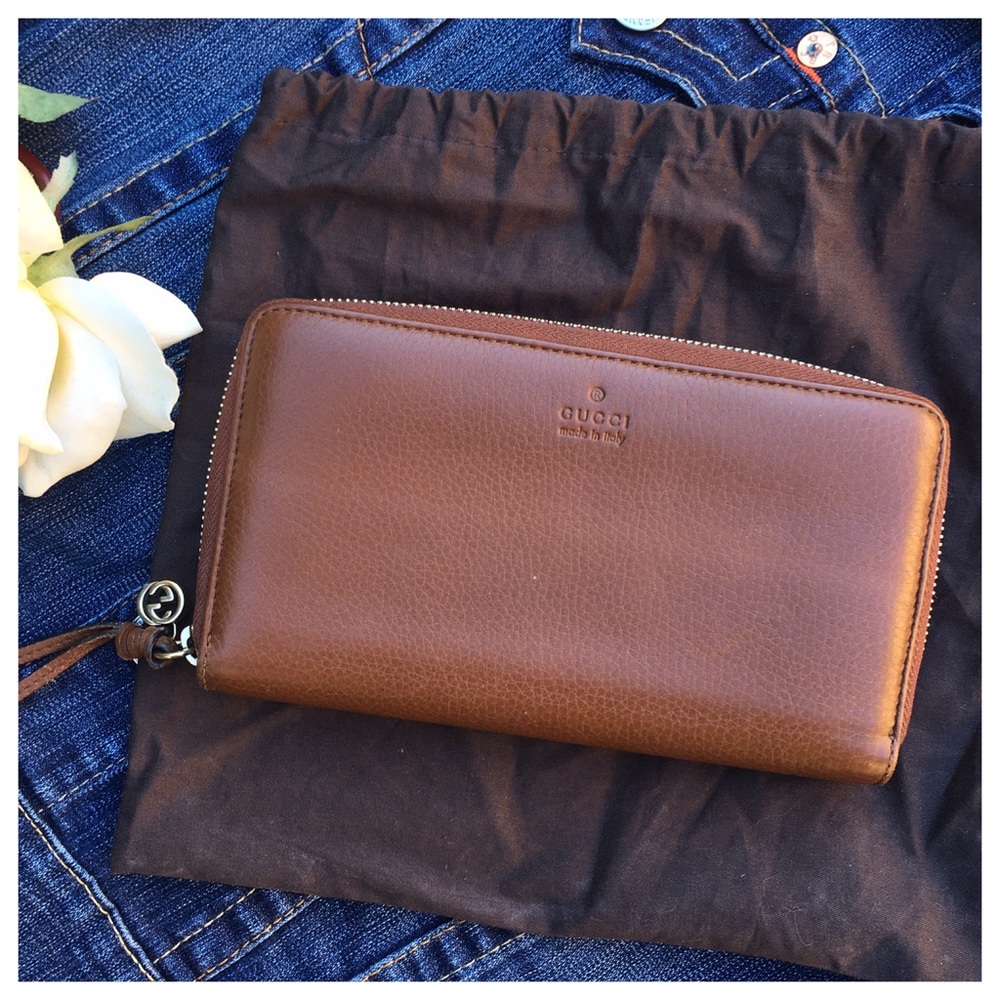 GUCCI ZIP AROUND CAMEL TAN WALLET - Picture 7 of 7