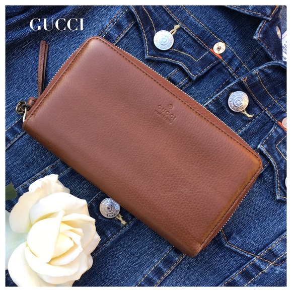 GUCCI ZIP AROUND CAMEL TAN WALLET - Picture 6 of 7
