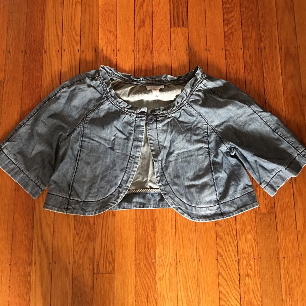 LOFT Denim Cropped Shrug NWT!