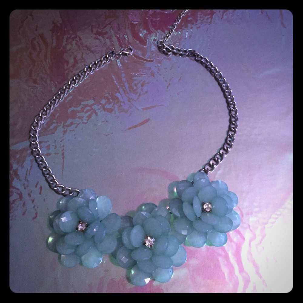Mint Flower Choker Statement Necklace