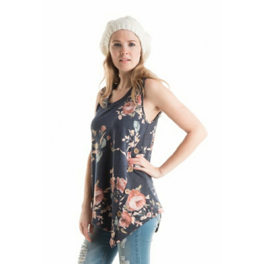Floral Diagonal Tank - Picture 2 of 4
