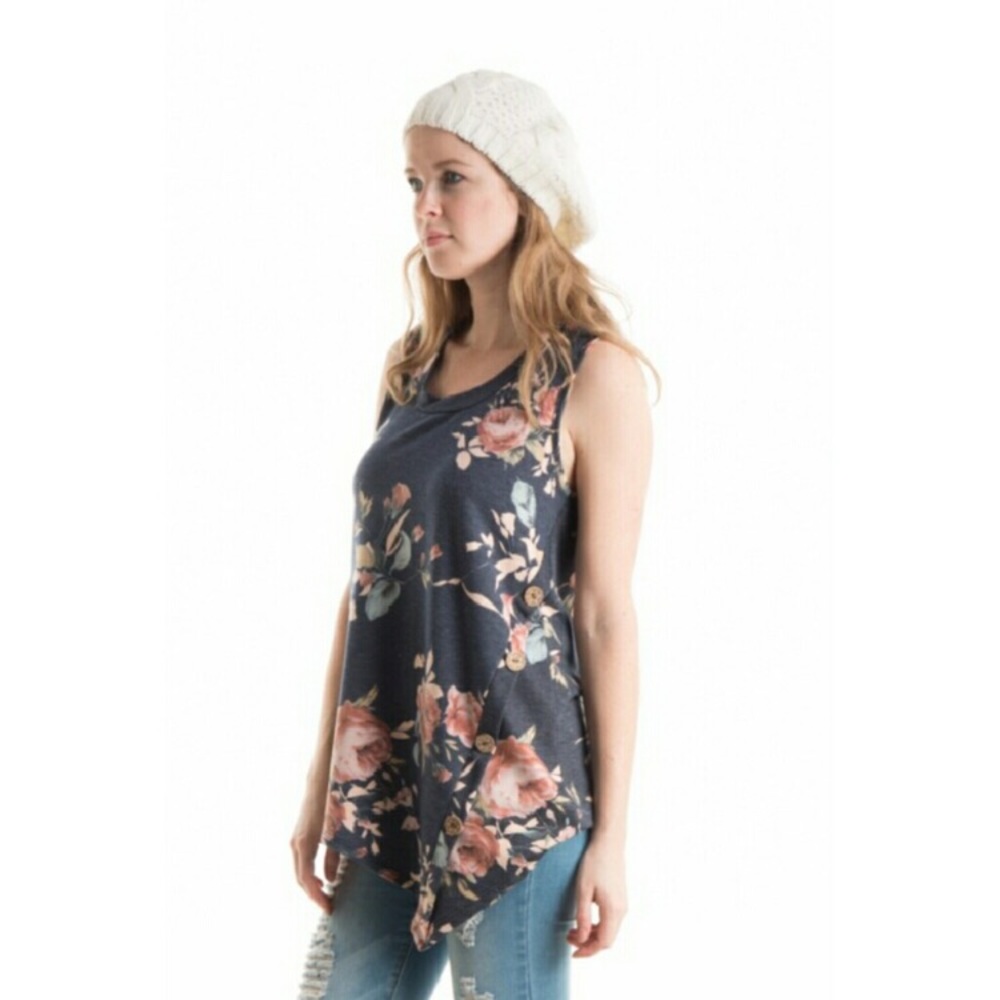 Floral Diagonal Tank - Picture 3 of 4