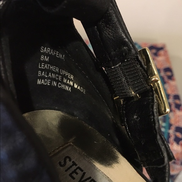 Steve Madden black leather wedge sandals - Picture 2 of 8