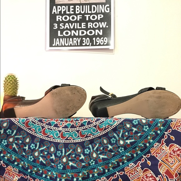 Steve Madden black leather wedge sandals - Picture 7 of 8