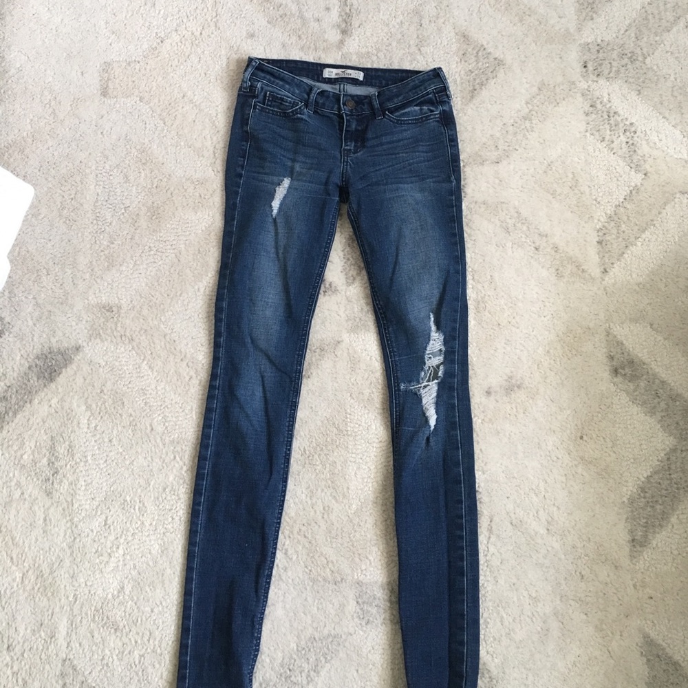 Ripped dark wash jeans from Hollister