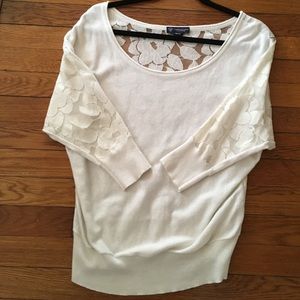 Off white shirt with a sheer lace back