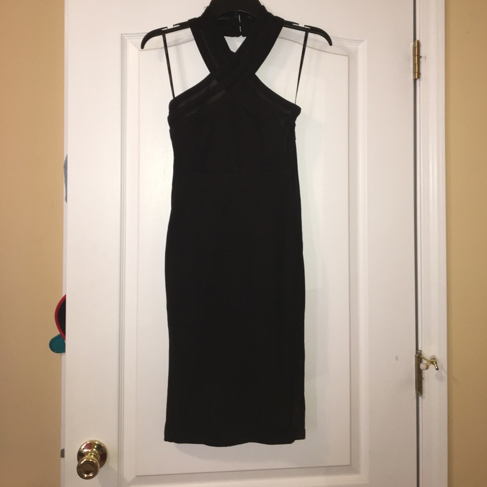 Black Midi Halter Homecoming Dress.