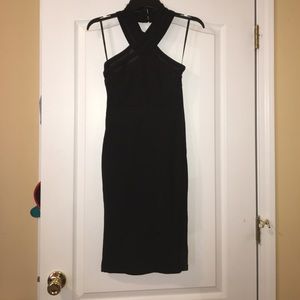 Black Midi Halter Homecoming Dress.