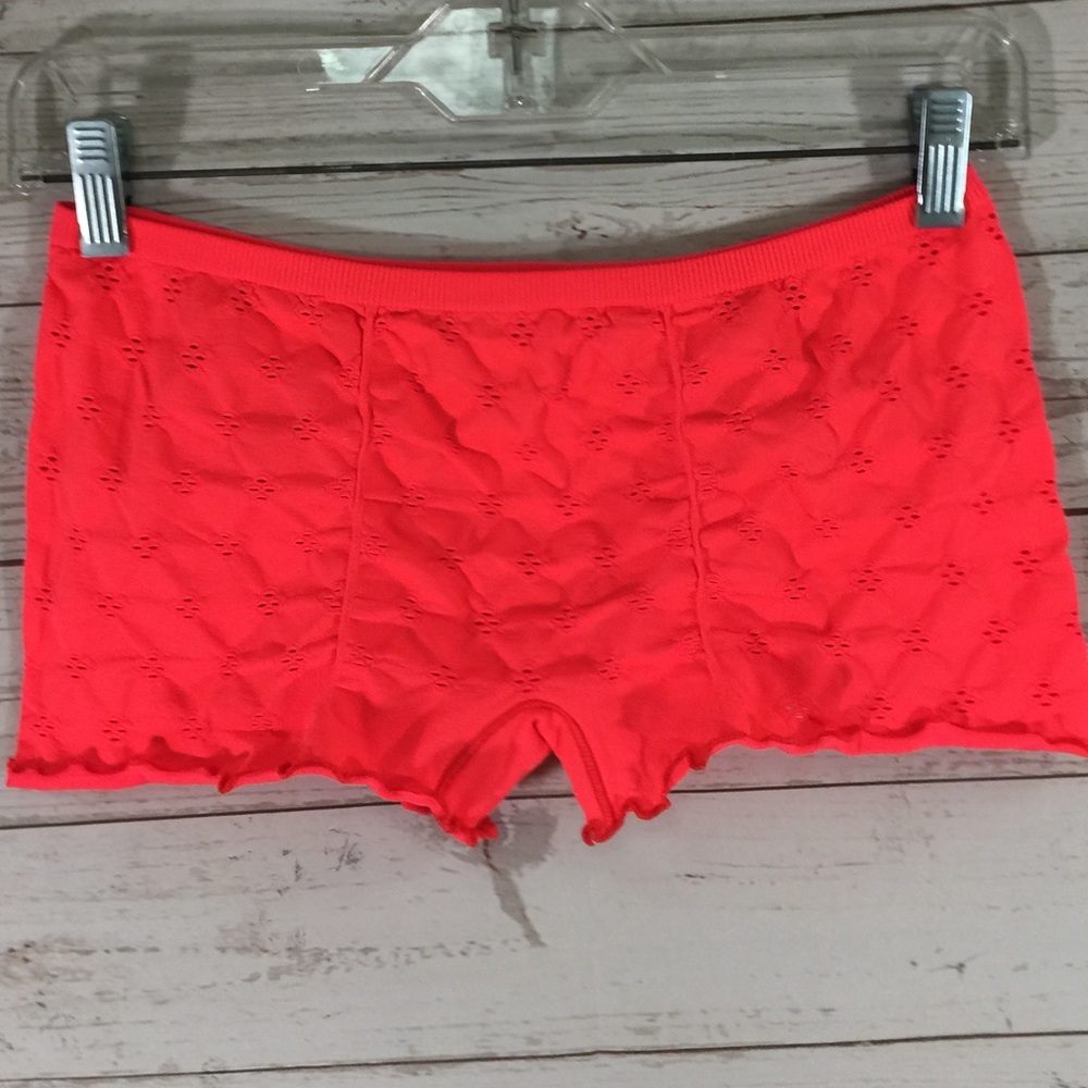 New Free People Womans Neon Coral Eyelet Boyshorts