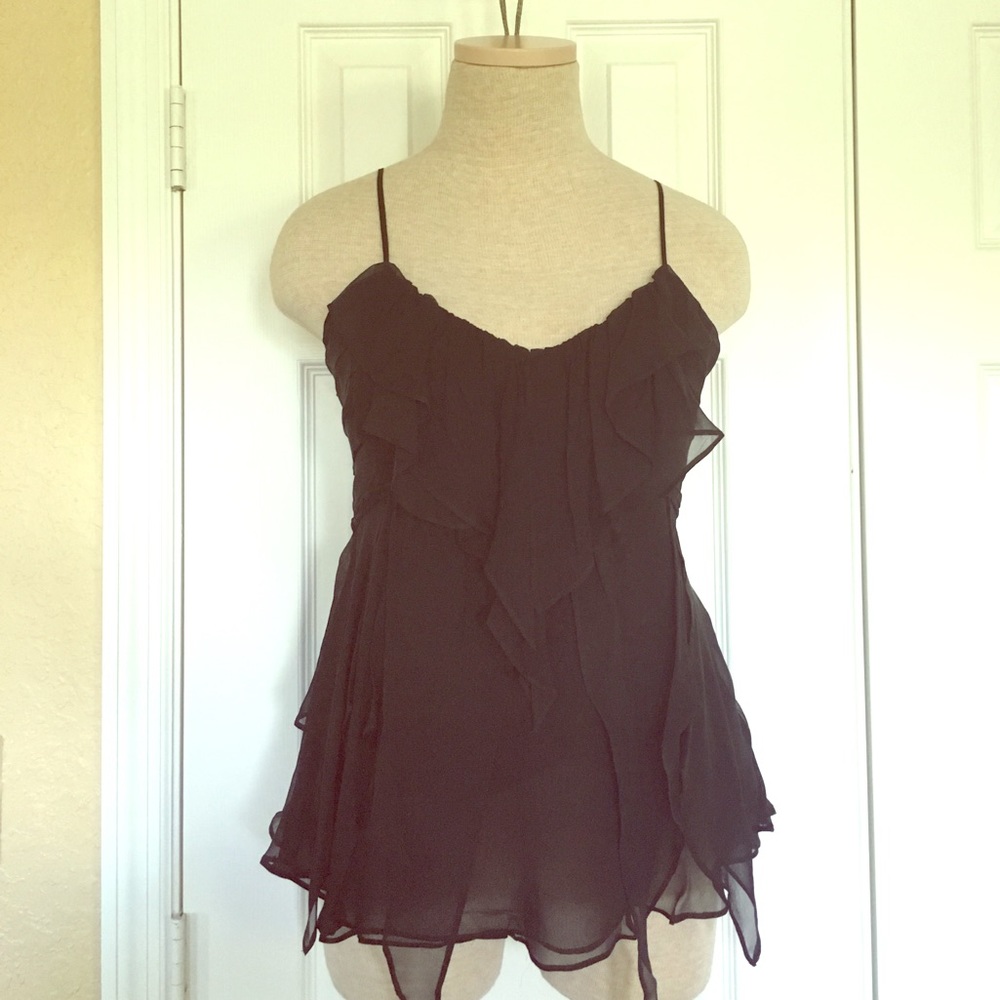 Black Floaty and Fluttery Silk Kenar Cami Top