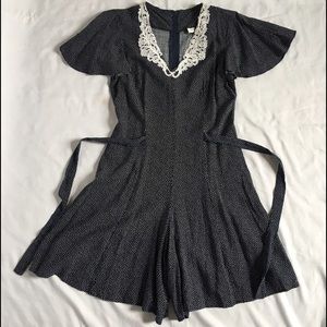 Vintage Navy Blue Polka Dot Romper