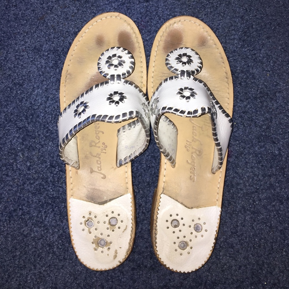 White and silver jack rogers