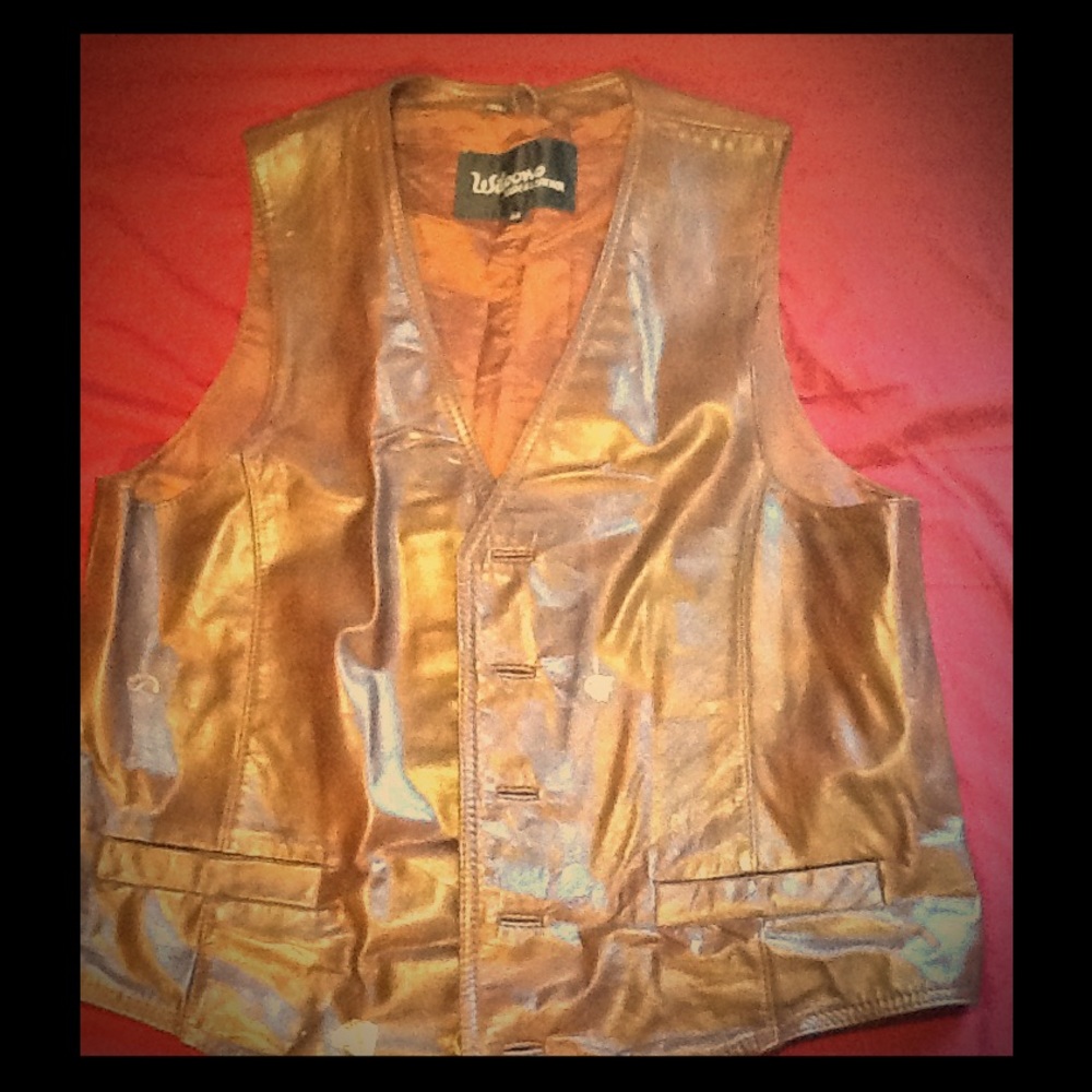 100% leather exterior brown vest