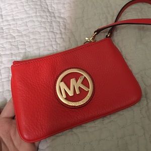 MK wristlet-- red/orange