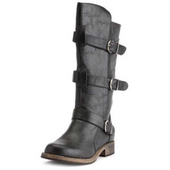 black buckle biker boots - Picture 1 of 3