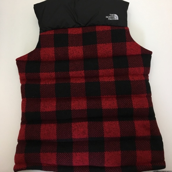 north face buffalo plaid vest