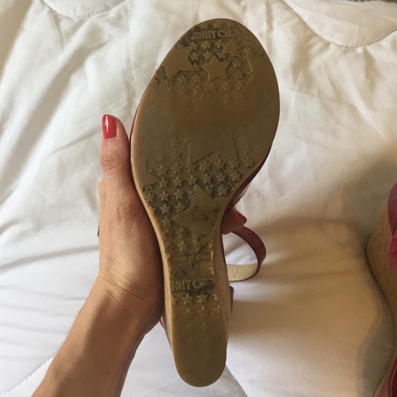 Jimmy Choo T strap Wedge Ruby Red - Picture 4 of 4