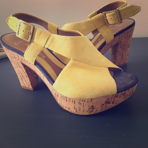 clarks heels yellow