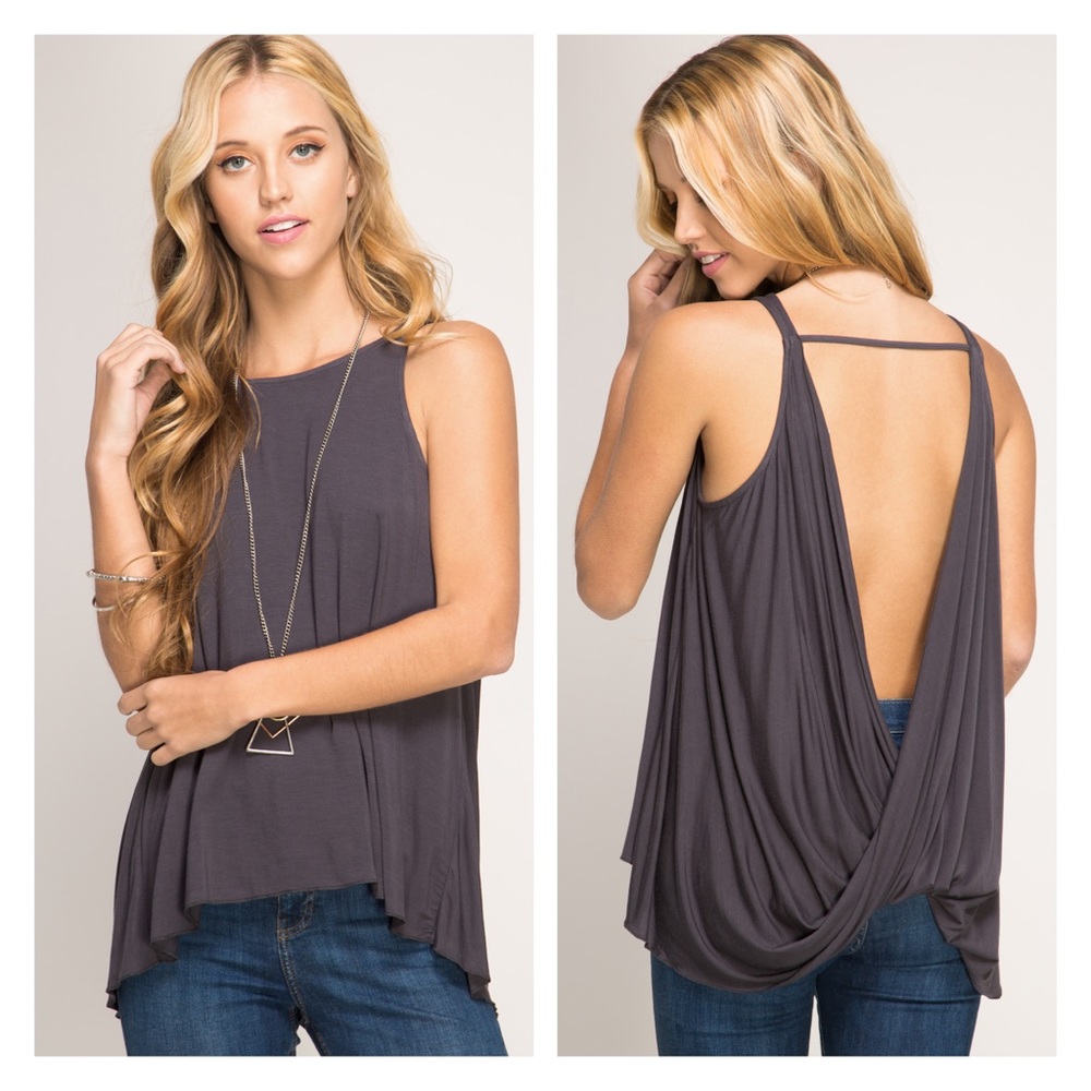 Sleeveless rayon top with open back