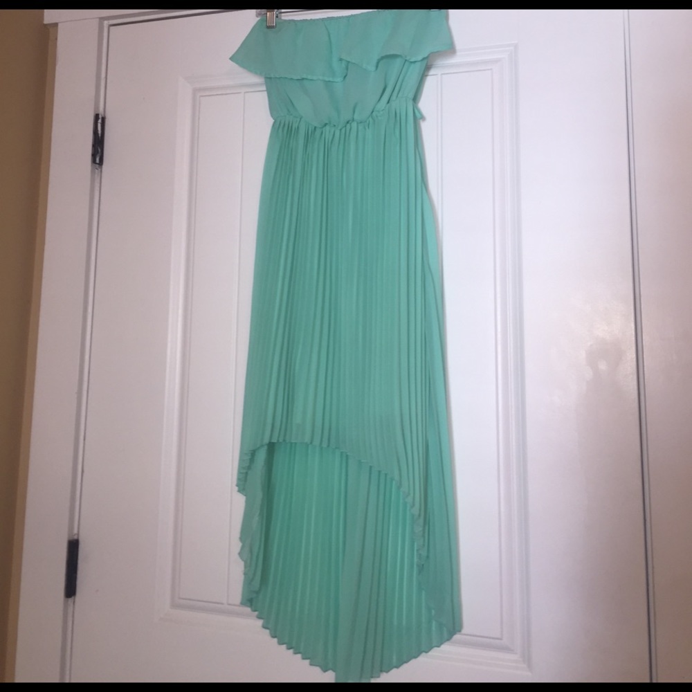 Hi-Lo Strapless Mint Dress