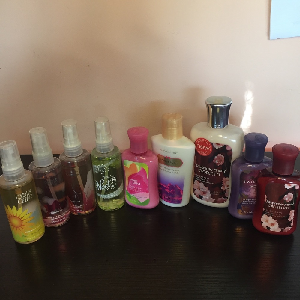 Bundle of body lotions and perfumes