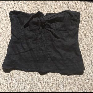 Lucca Couture 100% Linen Black Crop Top