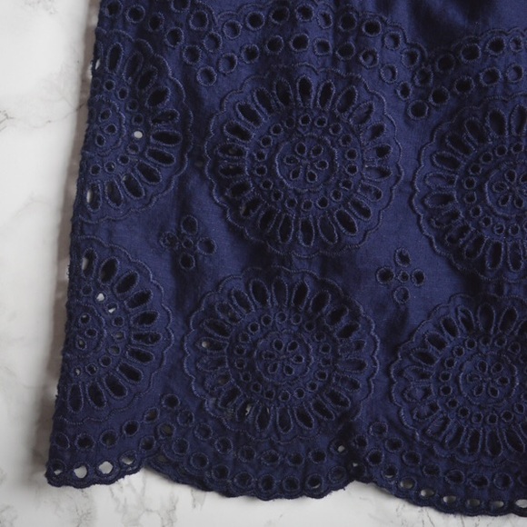 Beautiful French Connection Navy Blue Eyelet Skirt - Picture 4 of 4