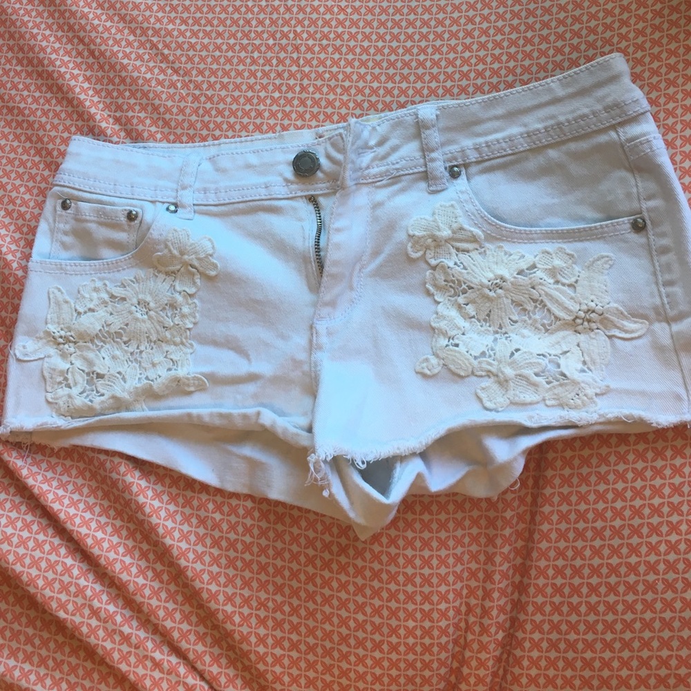 White jean shorts