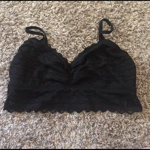 Pink lace black bralette