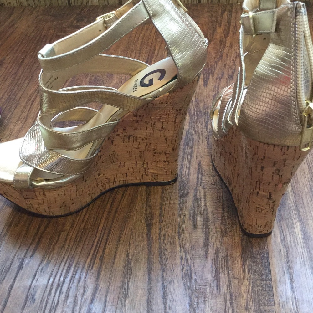 guess gold heels