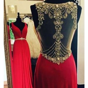 Long, red, prom dress
