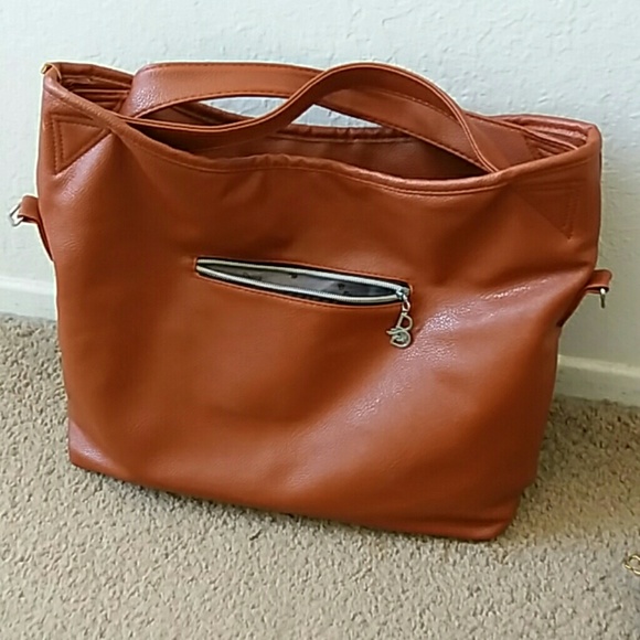 Brown or black hand shoulder bag faux leather with pockets - Picture 3 of 5