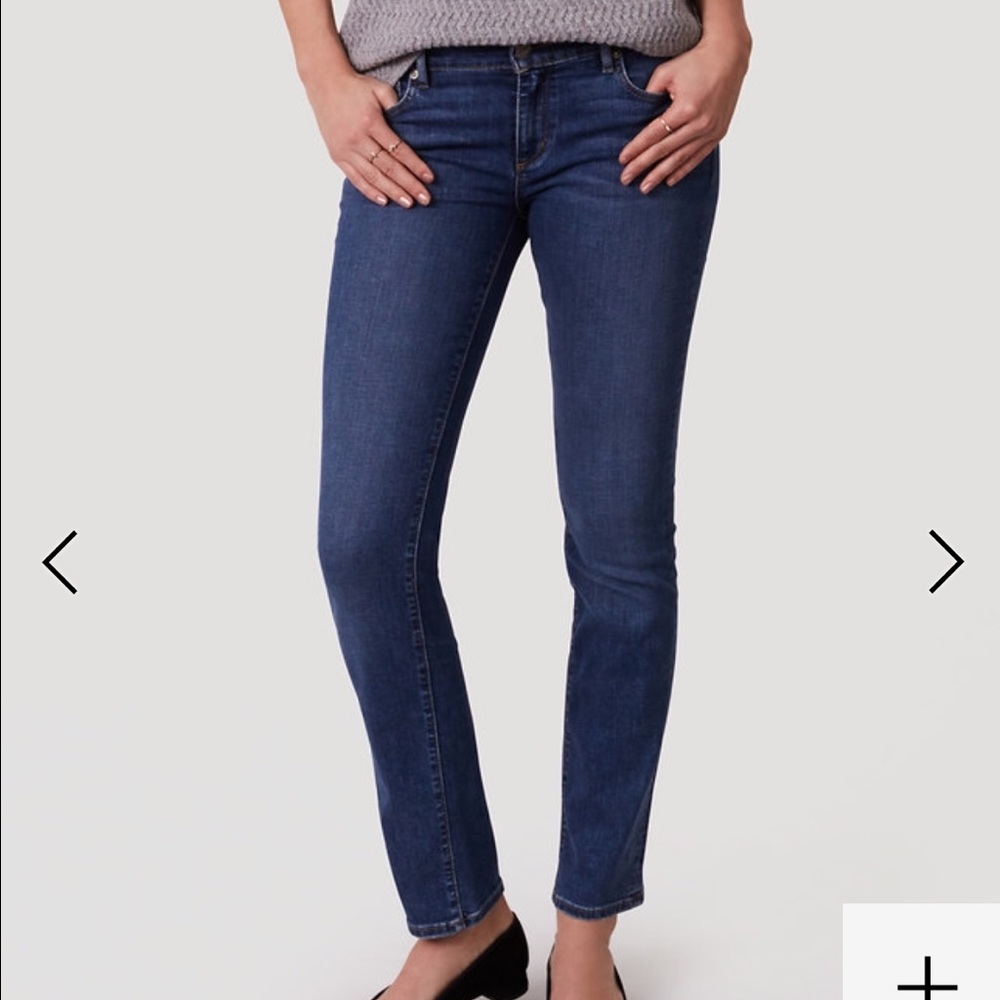 LOFT Dark Wash Curvy Straight Jeans