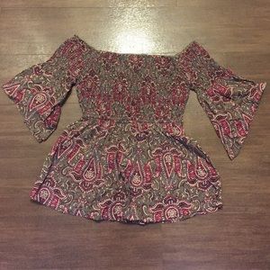 Off the shoulder olive blouse