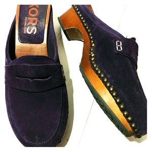 MK Plum Suede Leather Penny Loafer Clog/mule MK Plum Suede Leather Penny Loafer Clog/mule