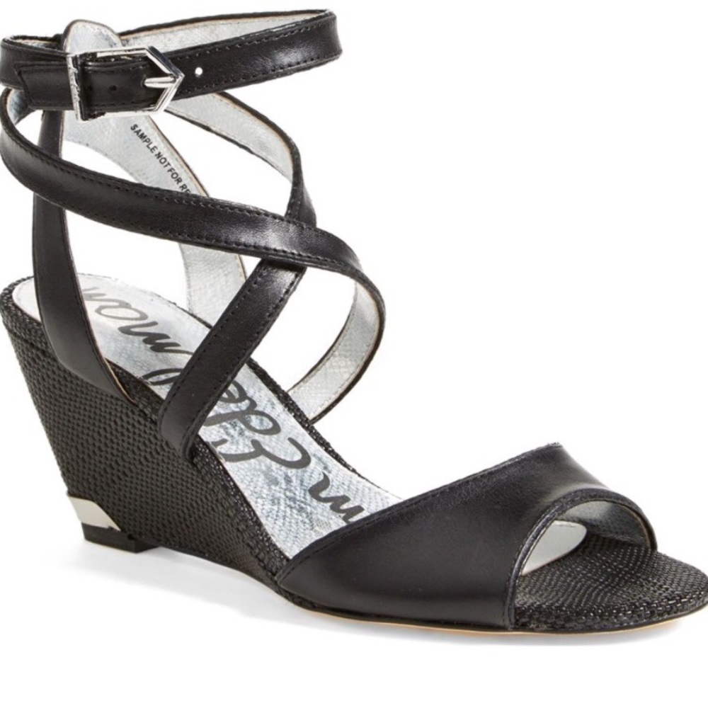 Sam Edelman Black Samara Wedge Sandal Sz 8