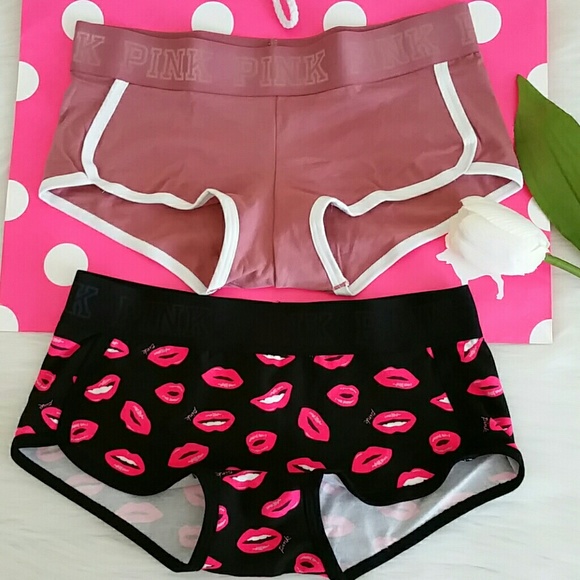 X 2 Nwt Pink Vs logo boyshort size S - Picture 3 of 4
